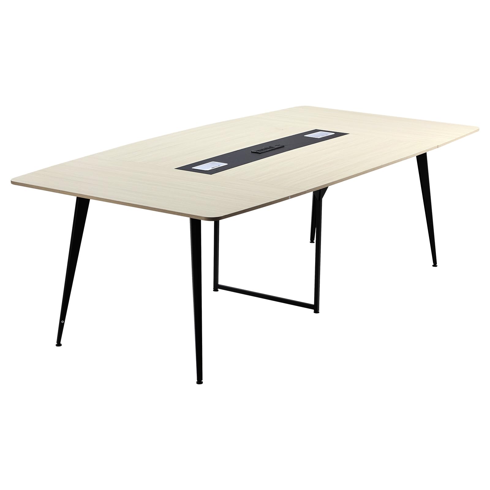 8 ft Boat Shaped Conference Table with Charging Station