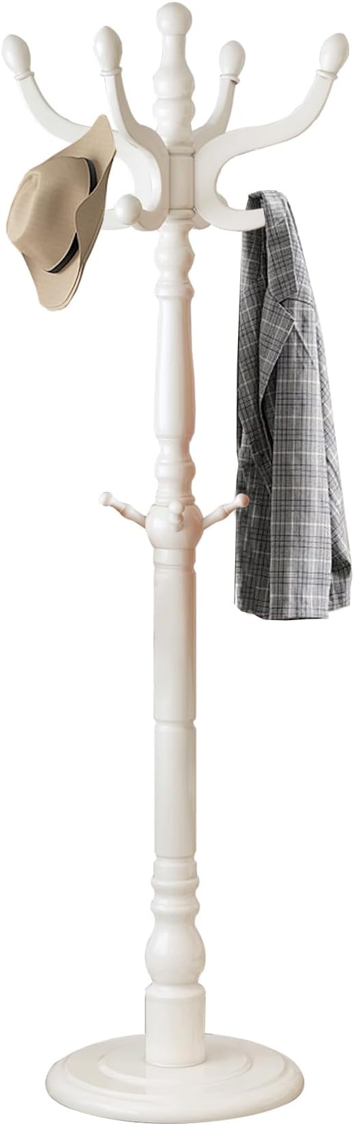 Wood Coat Rack Freestanding with 11 Hooks