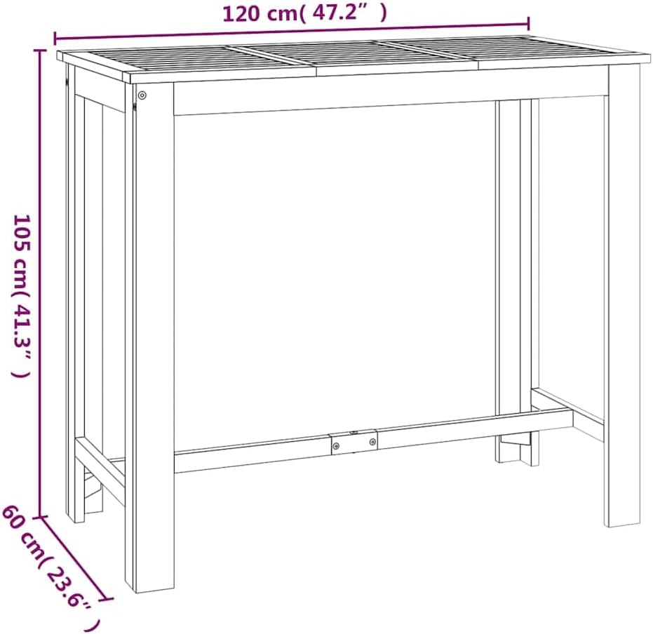 Outdoor Solid Wood Acacia Bar Table