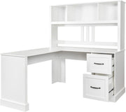 L-Shaped Corner Desk with Hutch and File Cabinet