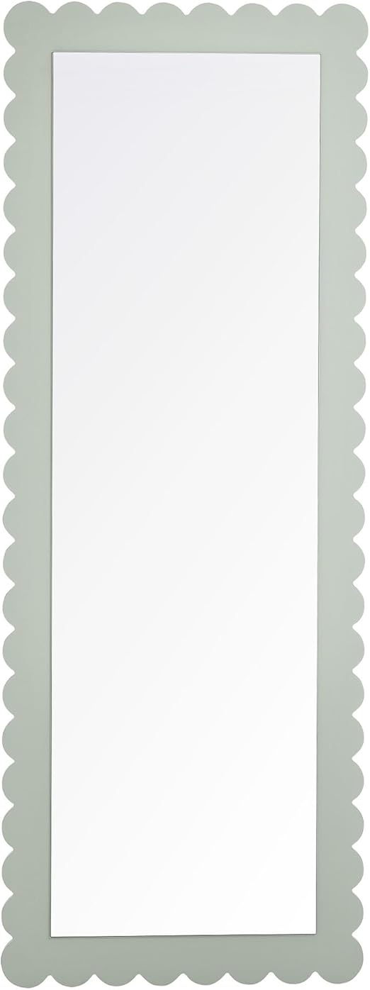 Scalloped Full-Length Floor Mirror Light Gray