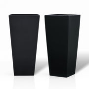 27" Tall Planters Set of 2 Black Outdoor Weather-Resistant with Drainage