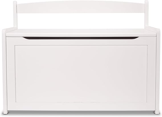 Wooden Toy Chest with Safety-Hinged Lid