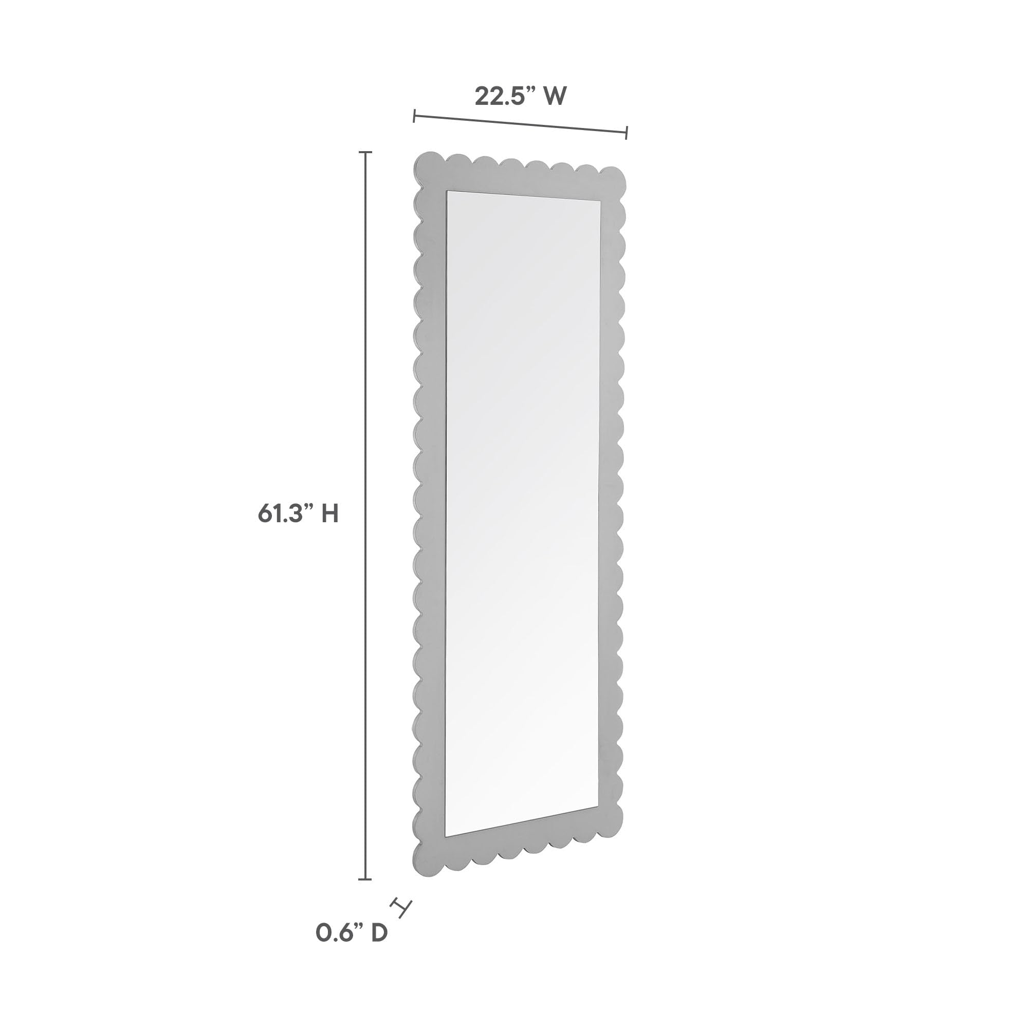 Scalloped Full-Length Floor Mirror Light Gray