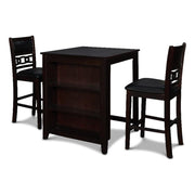 New Classic Furniture Gia Counter Table with Two Chairs and Storage Shelf, 30-Inch, Ebony