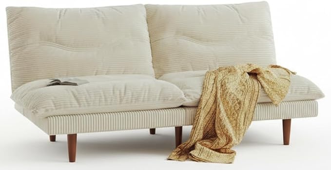 Convertible Futon Sofa Bed with Adjustable Backrest - 69 Inch Corduroy Sleeper Couch