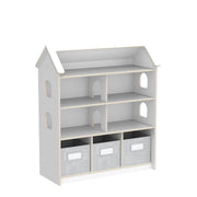 Dollhouse Bookcase with Storage Bins