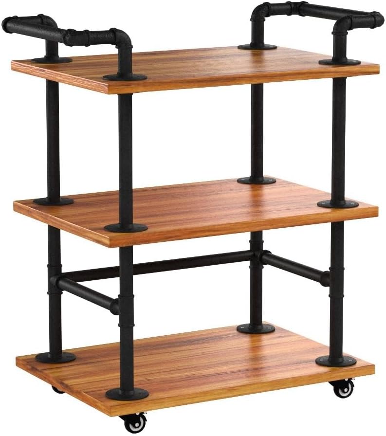 Industrial Pipe Bar Cart with Wheels