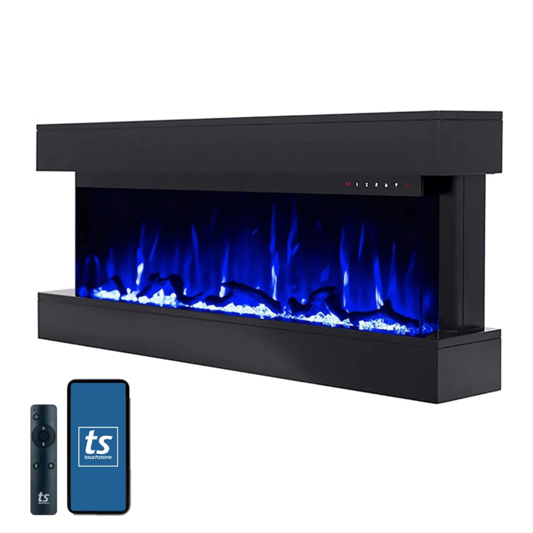 50" Smart Electric Fireplace with Black Floating Mantle