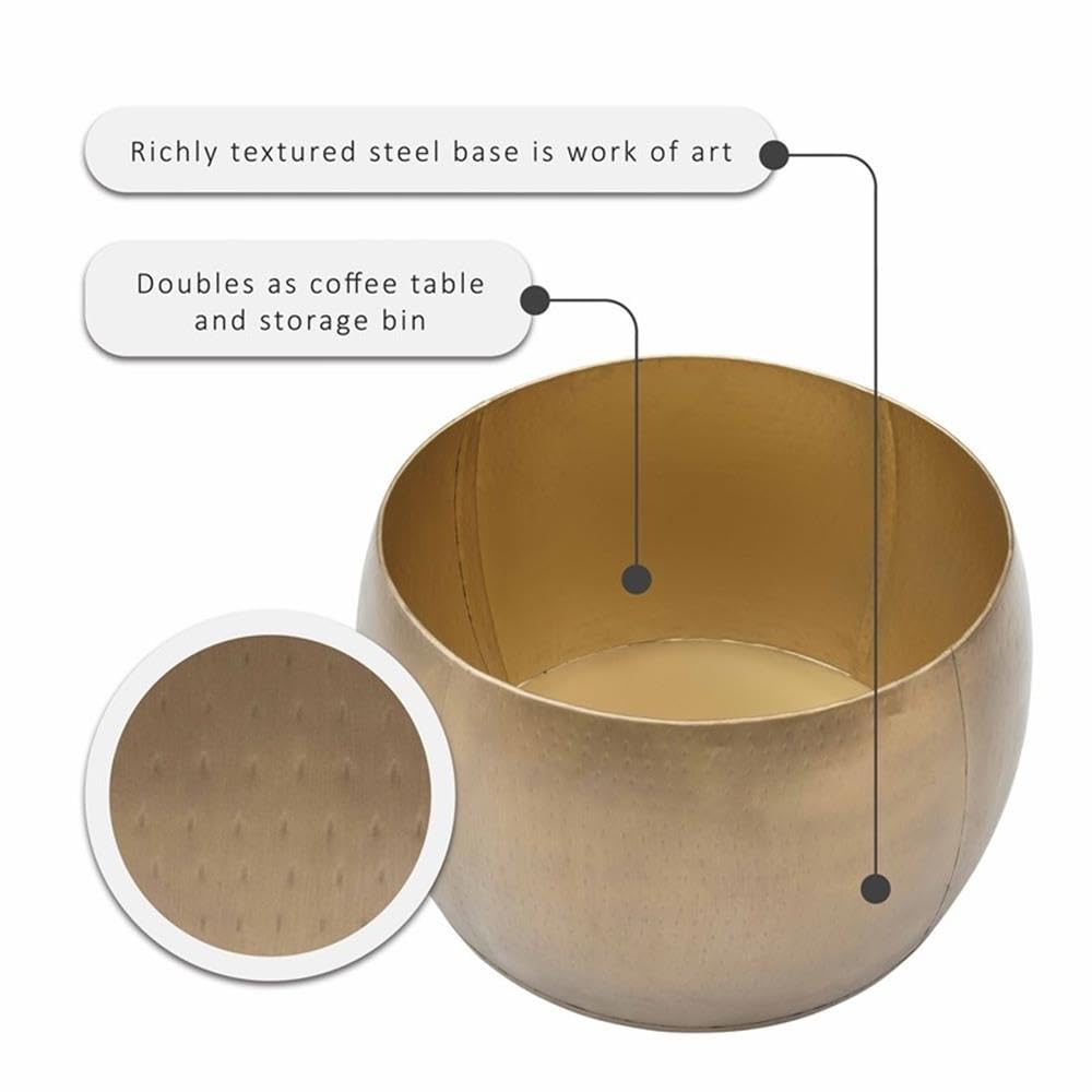 Modern Large Wood and Metal Drum Table with Storage