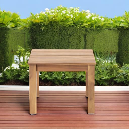Acacia Wood Outdoor End Table Brown Patina