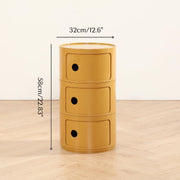 COZYMATIC 3 Tier Round Nightstand with Storage, Modern Style Side Table, Small Cupboard Cabinet with 3 Drawers for Living Room, Bedroom, Bathroom, Narrow Space, Yellow, Pink (Yellow)