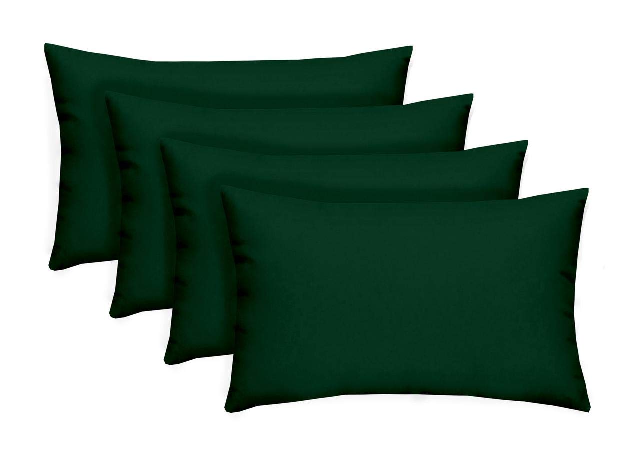 Lumbar Throw Pillows Set of 4 - 20x12 Outdoor Water Resistant Hunter Green