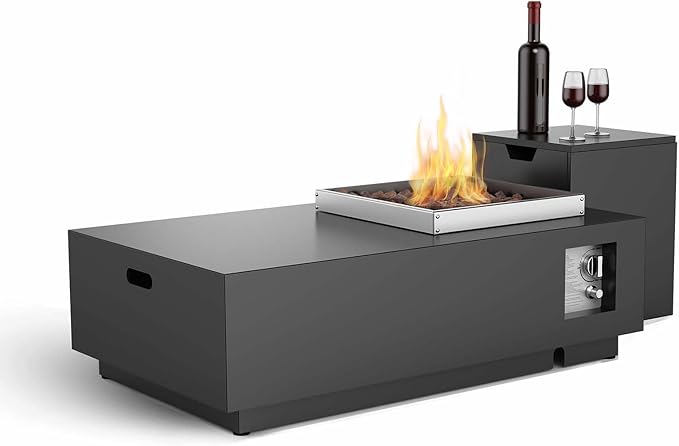 60-Inch Outdoor Propane Fire Pit Coffee Table with Tank Cover