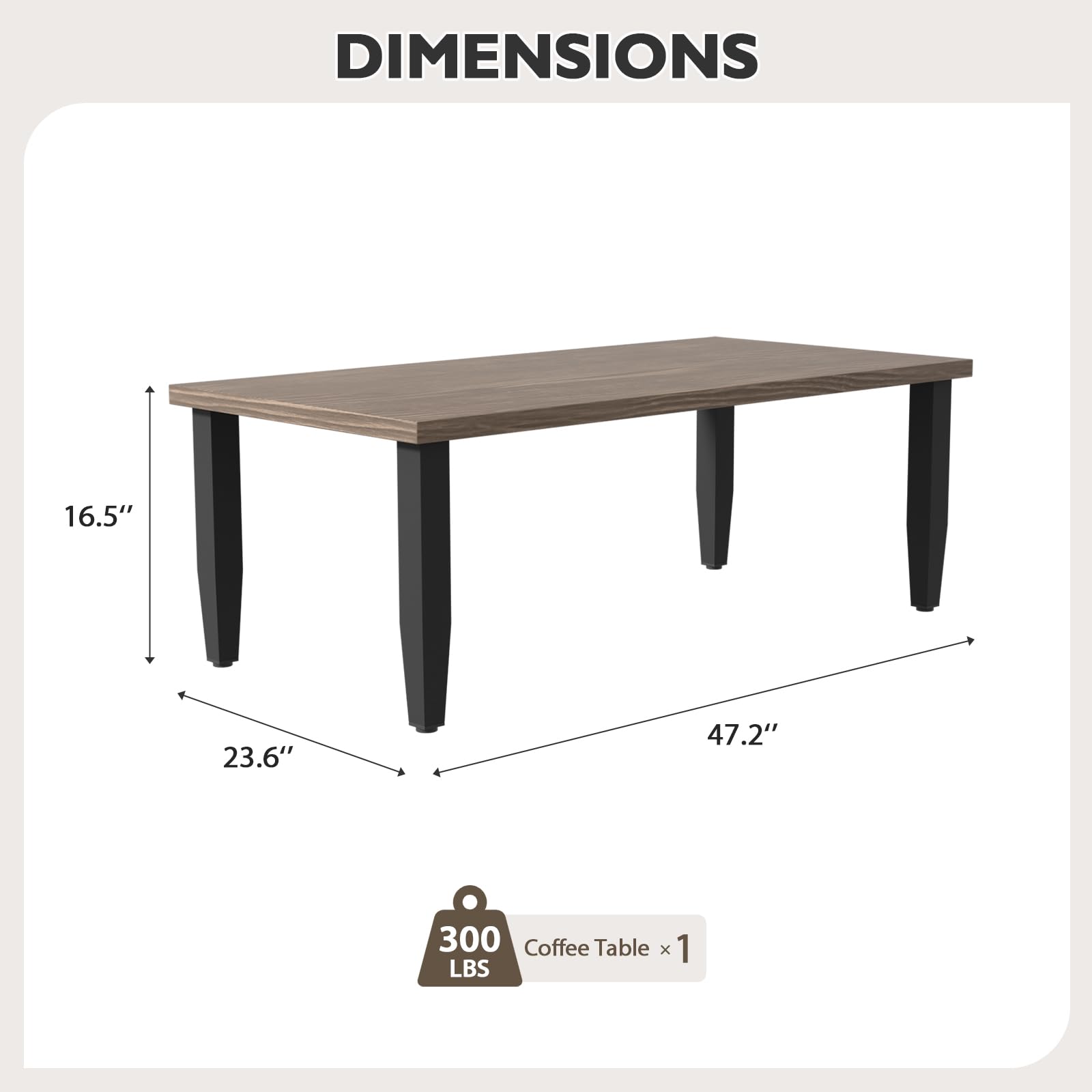Modern Outdoor Patio Coffee Table with Wood Grain Top