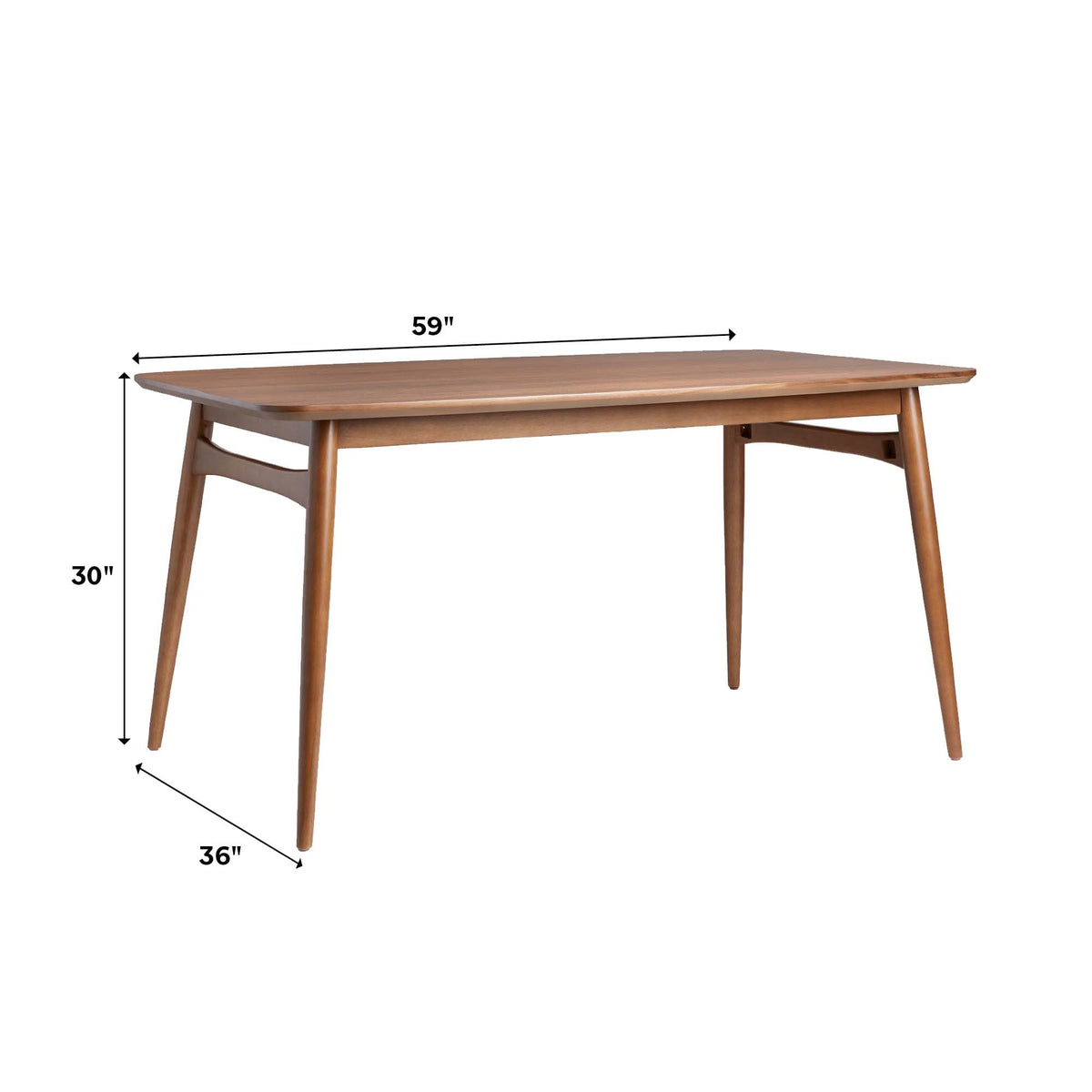 Mid-Century Modern Solid Wood Tapered-Leg Dining Table