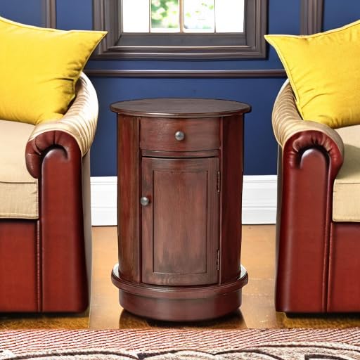 Round End Table with Storage Drawer