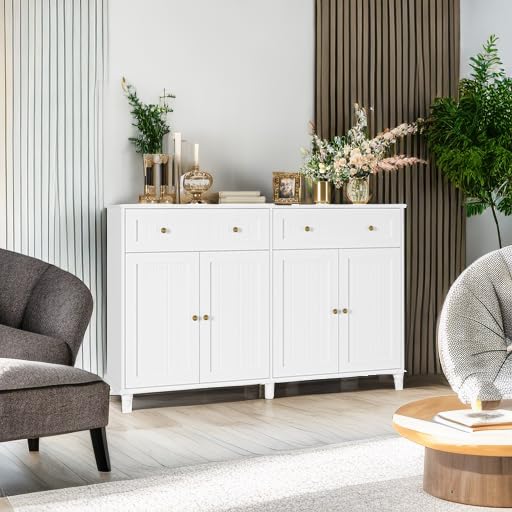 White Buffet Cabinet with Storage