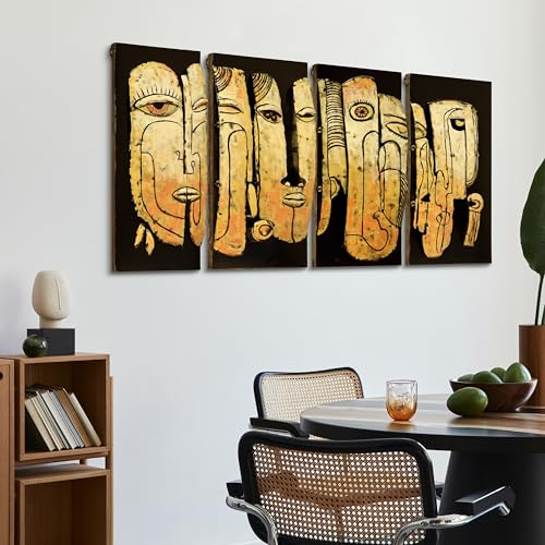 Totem Poles Abstract Face Metal Wall Sculpture 3D Art