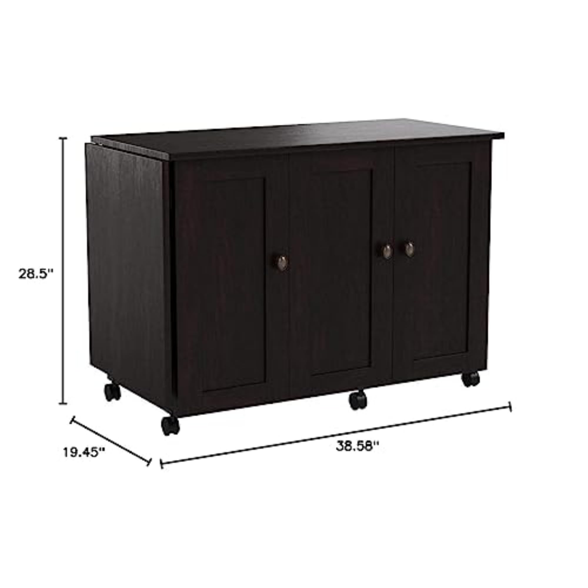 Rolling Sewing and Craft Table with Storage - Cinnamon Cherry