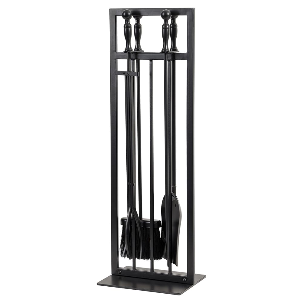 4-Piece Fireplace Tool Set with Stand