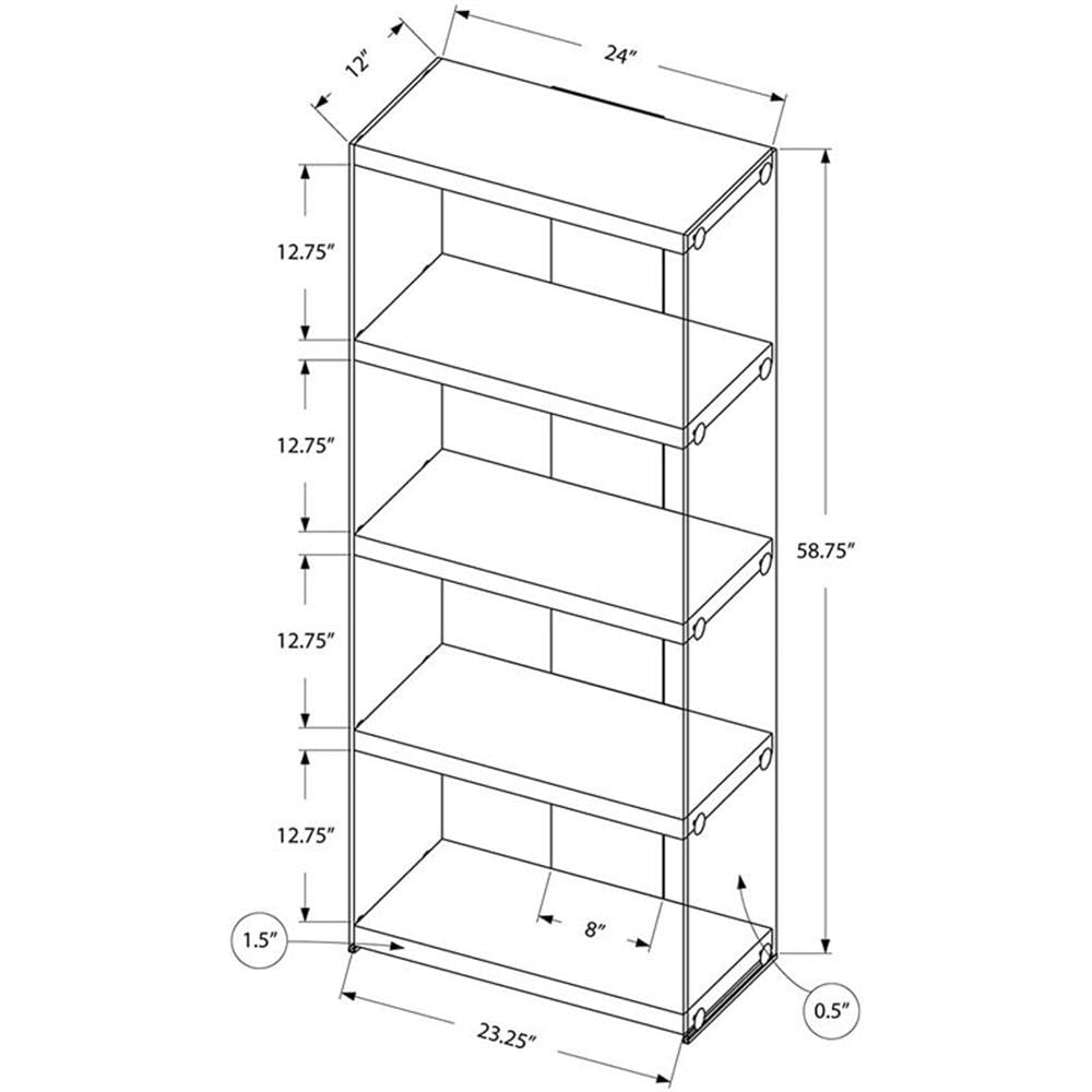 4 Shelf Tempered Glass Bookcase in Glossy White