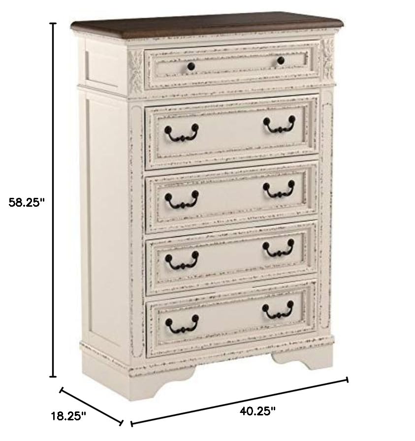 5-Drawer Chest Chipped White