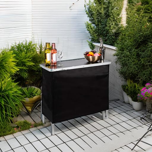 Portable Pop-Up Bar Table with Storage Shelf