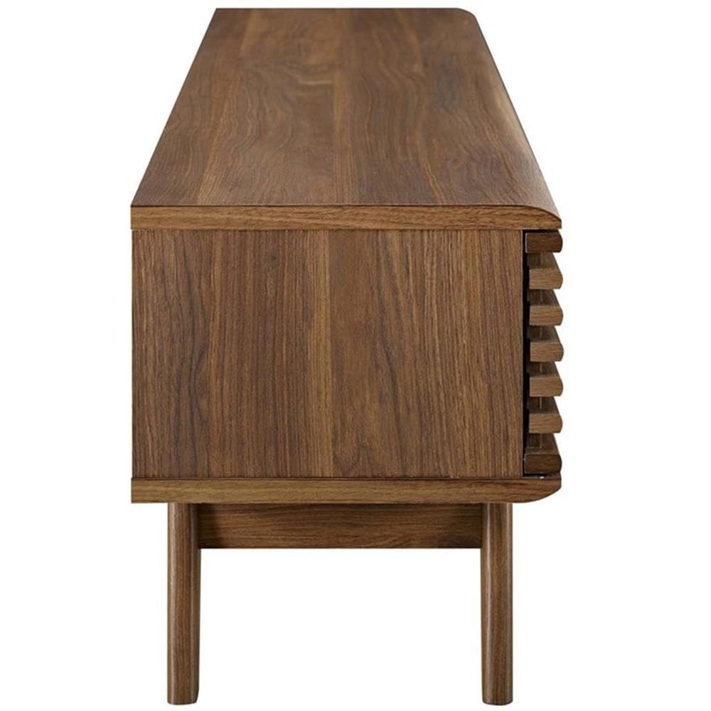 59" Mid-Century Modern TV Stand with Sliding Doors