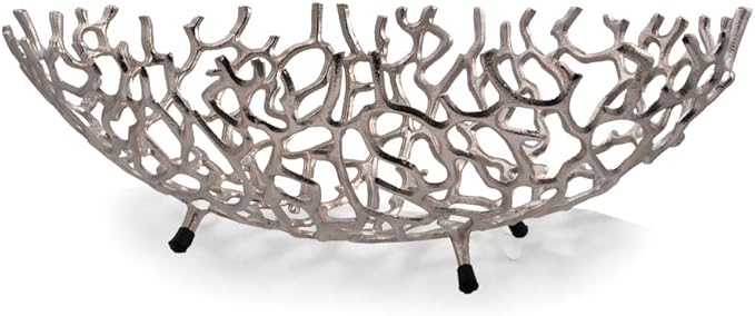 Coralino Oval Coral Bowl Silver 22.25in