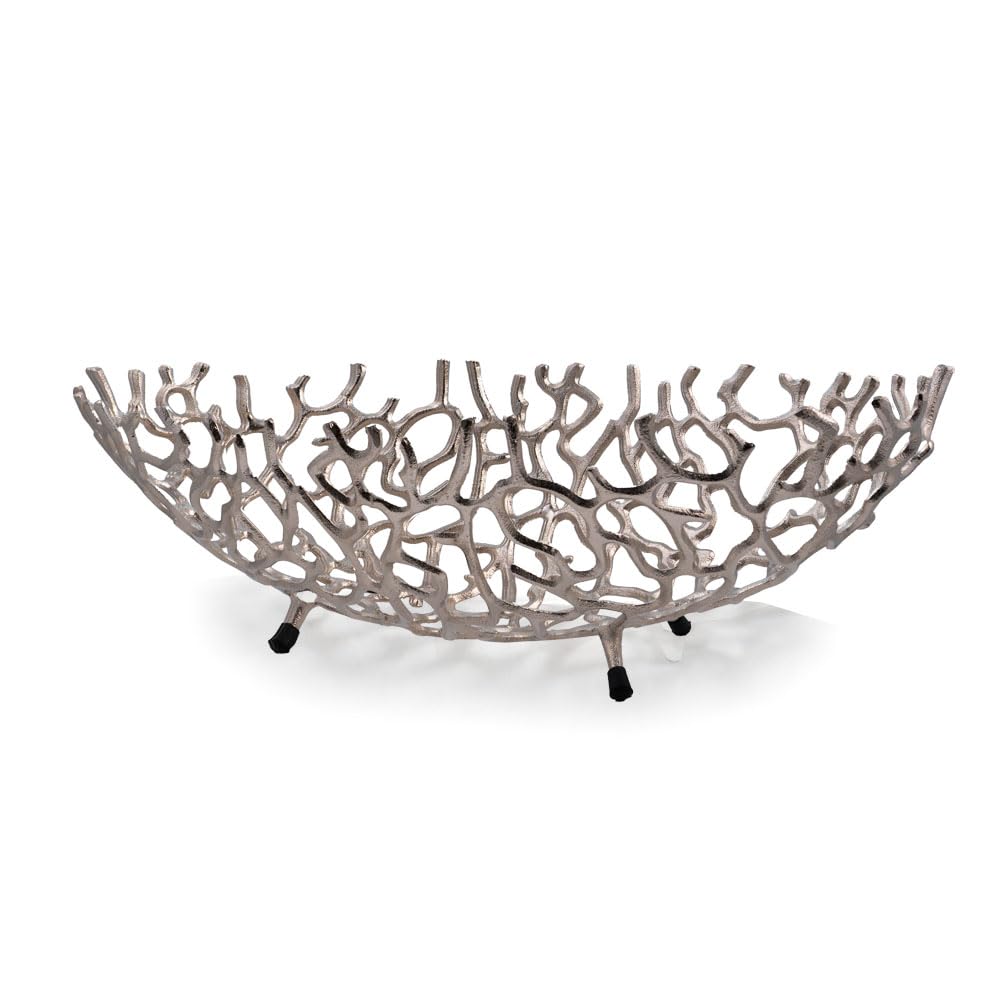 Coralino Oval Coral Bowl Silver 22.25in