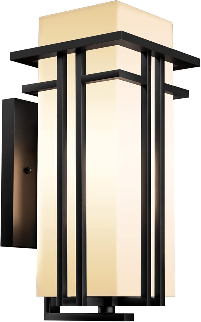Modern Outdoor Wall Light Fixture with Frosted Glass