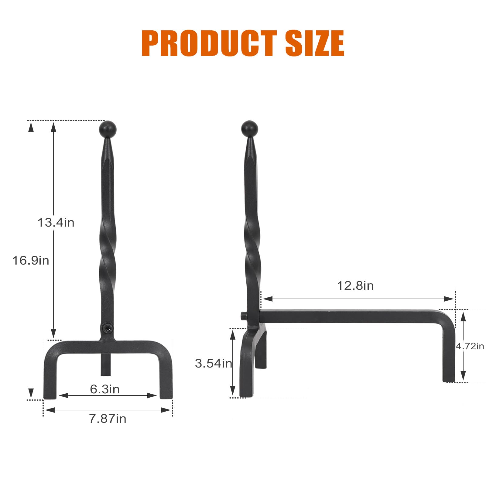 Cast Iron Fireplace Andirons Set of 2