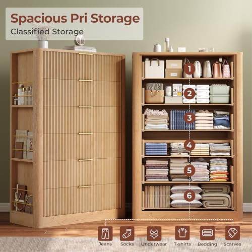 Fluted Dresser with 6 Drawers