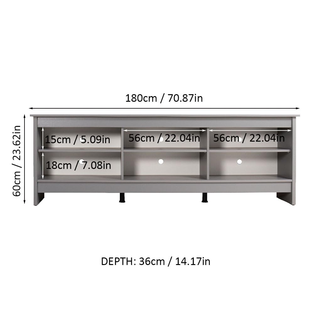 TV Stand with 6 Shelves and Cable Management