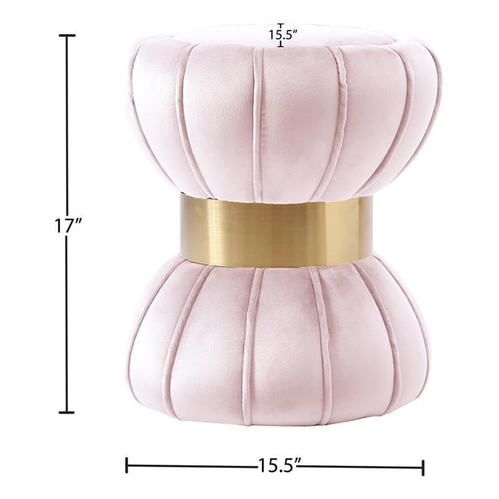 Velvet Hourglass Ottoman with Gold Stainless Steel Band