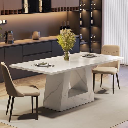 63 Inch Dining Table with Triangle Pedestal Base