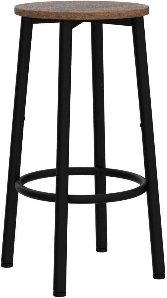 Rustic Brown Bar Stools Set of 2 with Footrest