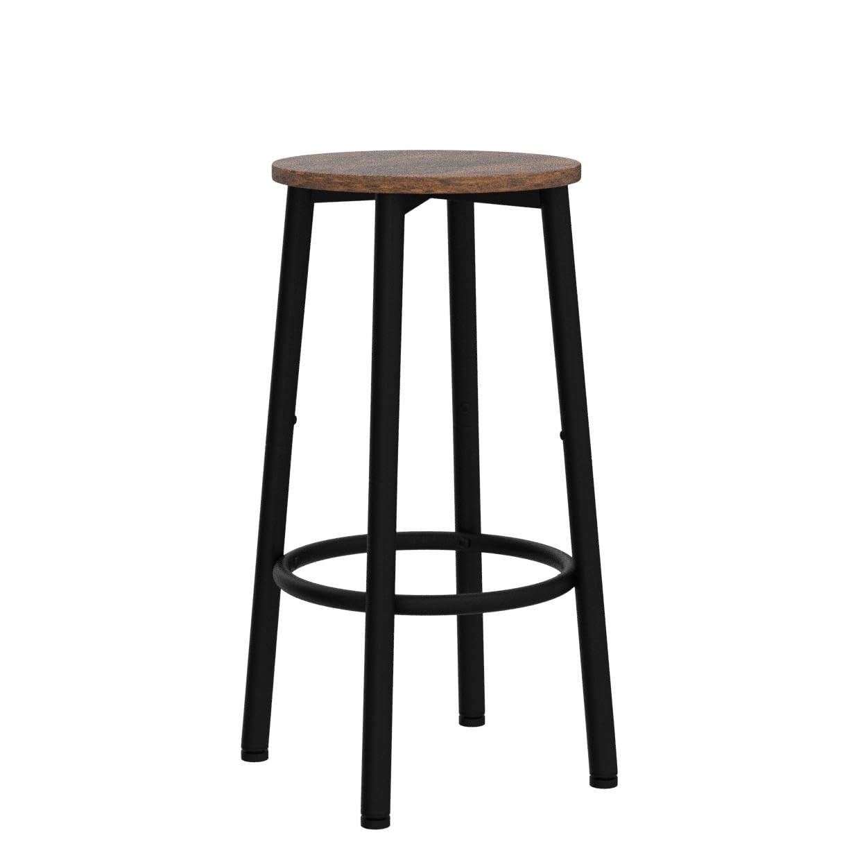 Rustic Brown Bar Stools Set of 2 with Footrest