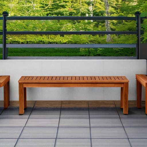 Eucalyptus Wood Backless Outdoor Bench