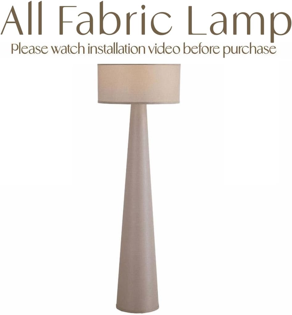 59" Taupe Linen Floor Lamp with LED Bulb