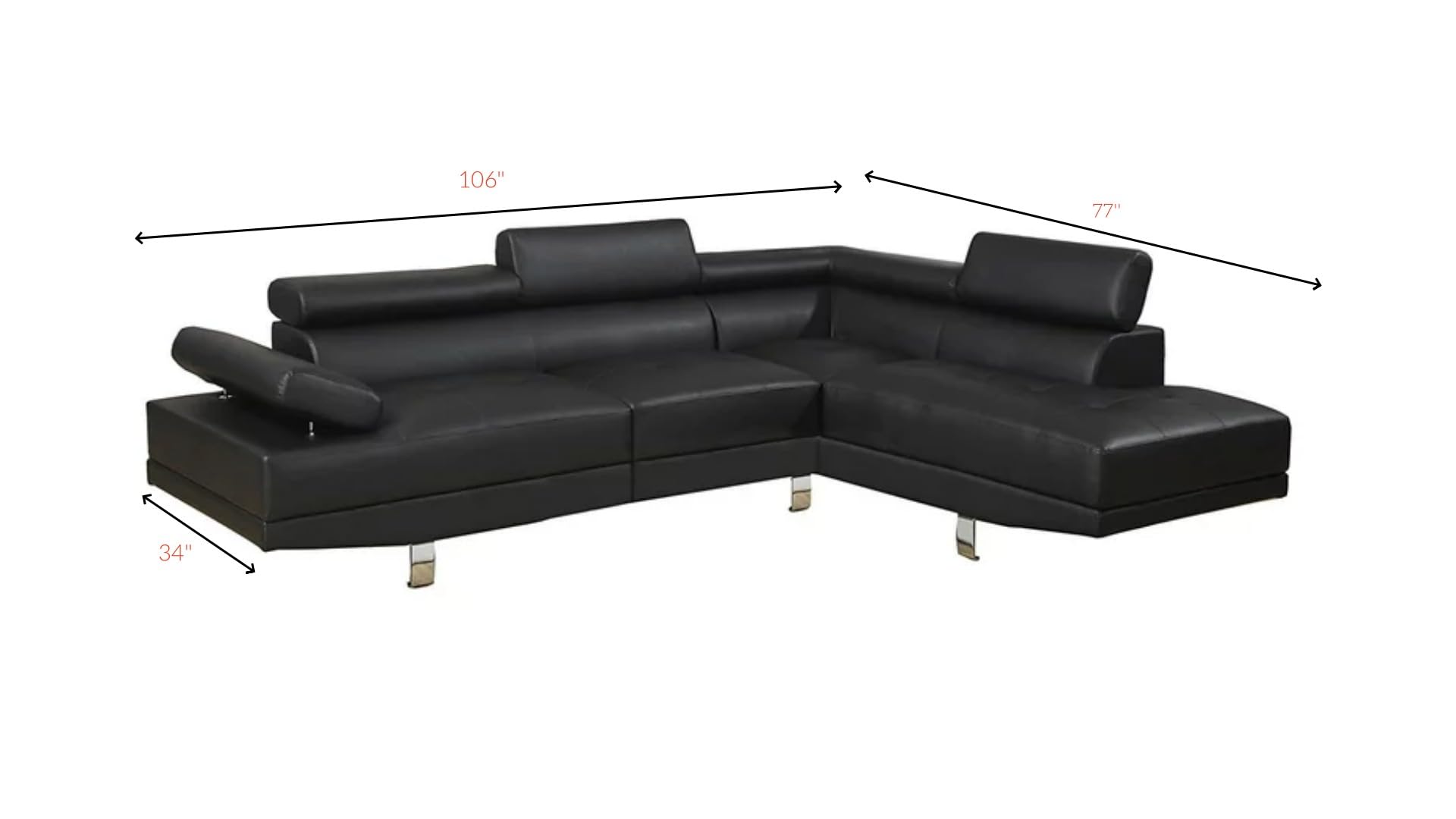 Faux Leather L-Shaped Sectional Sofa Set