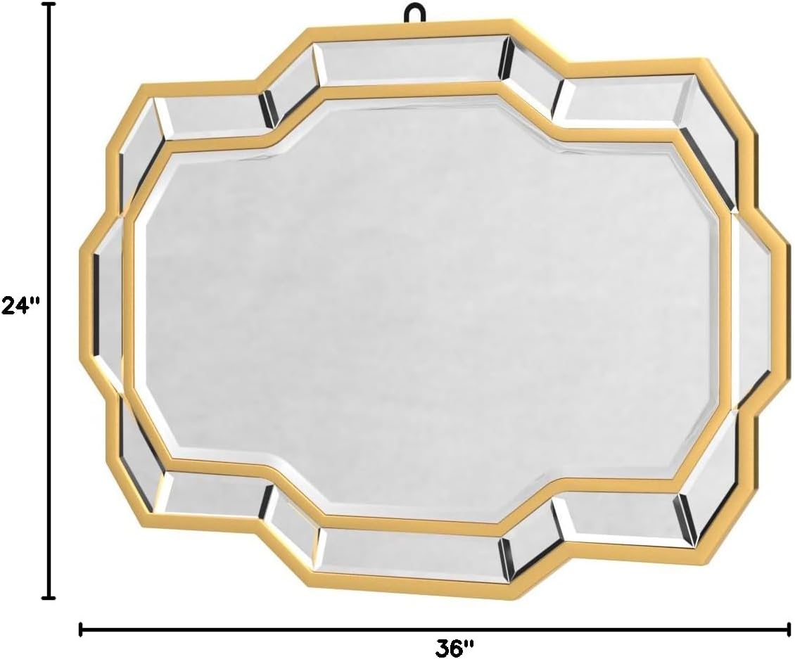 36x24 Gold Beveled Wall Mirror