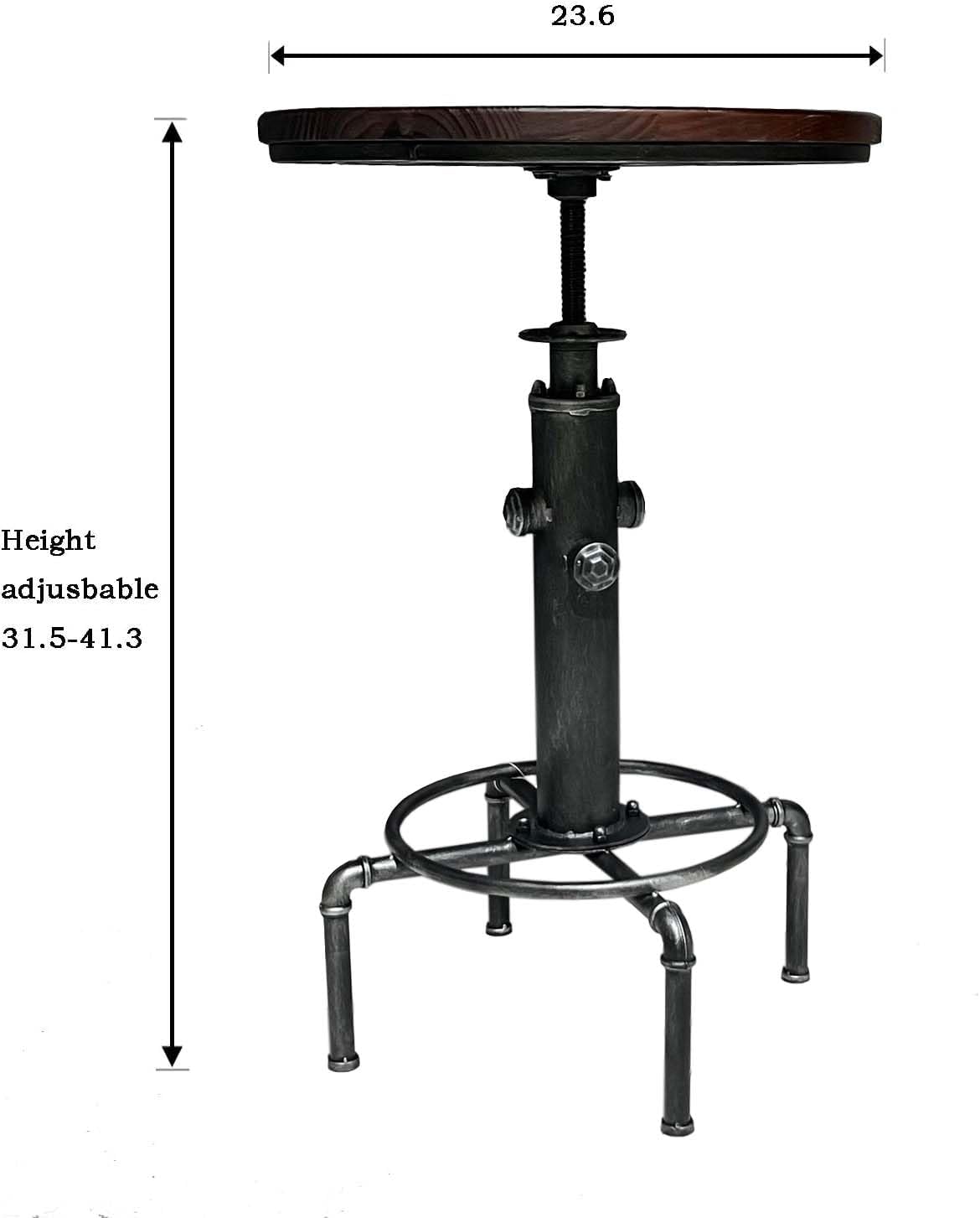 5 Piece Industrial Pub Bar Set with Height Adjustable Table and Stools