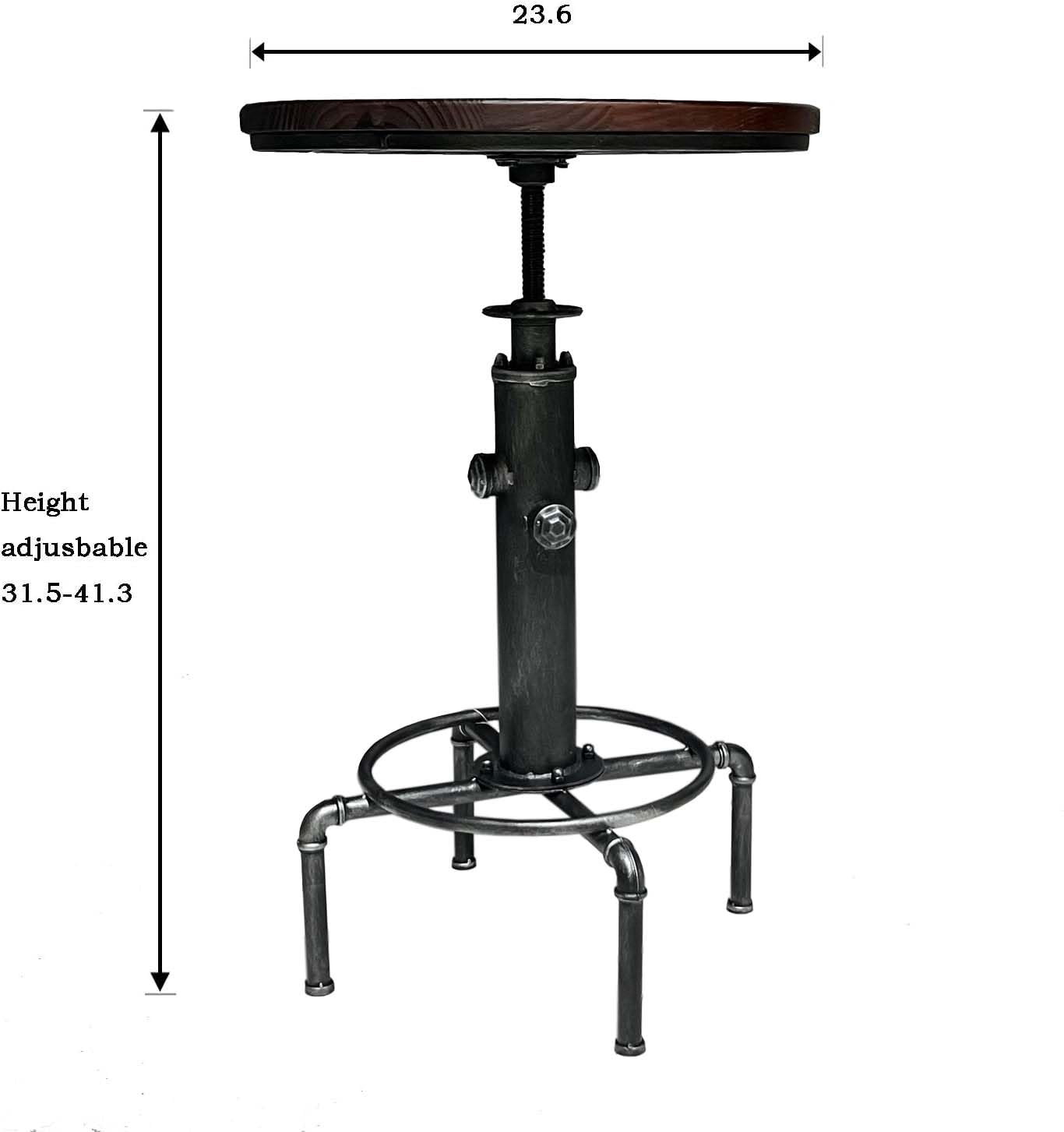 5 Piece Industrial Pub Bar Set with Height Adjustable Table and Stools