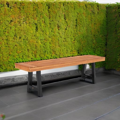 Outdoor Bench Garden Bench Wood 63 Inch Patio Dining Bench Weatherproof