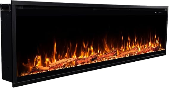 60" Smart Electric Fireplace Wall Mount Recessed