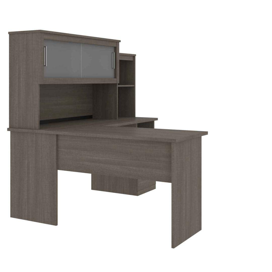 63W L-Shaped Desk with Hutch