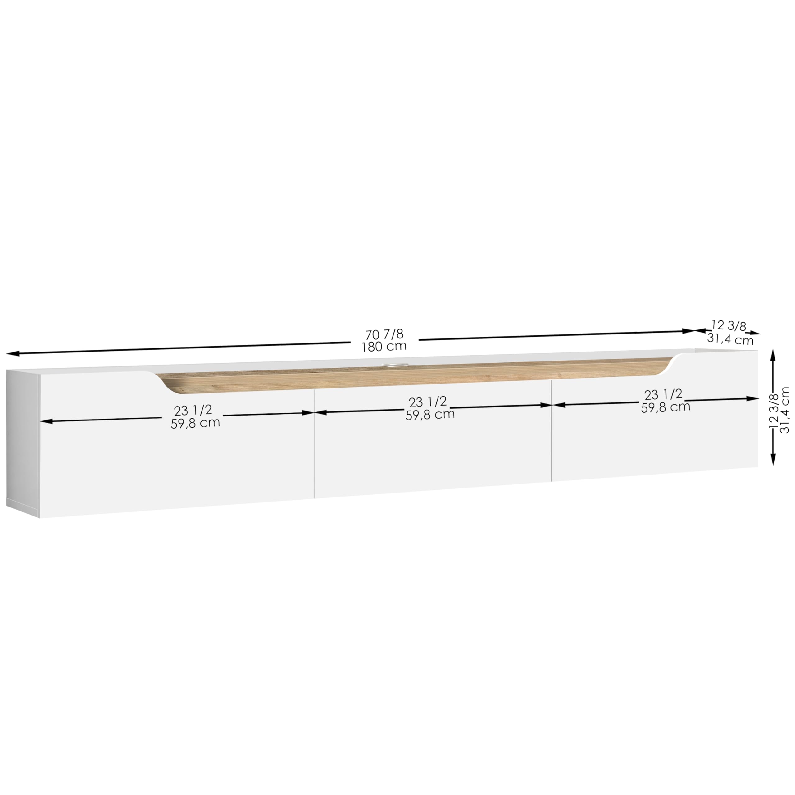 Floating TV Stand for 80 Inch TVs with Cable Management