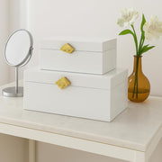 Decorative Wooden Storage Boxes with Gold Accent - Set of 2